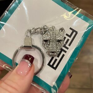 EFFY leopard head silver tone key chain